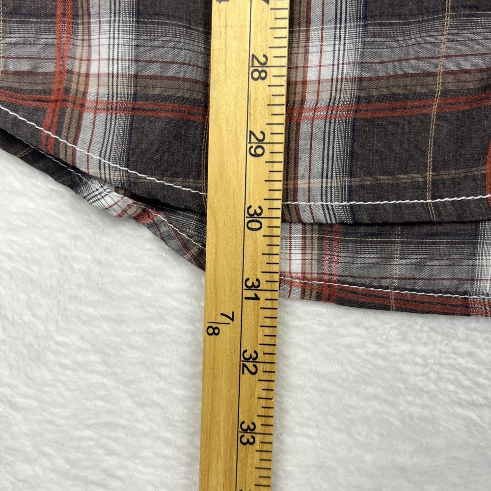 BKE Shirt Men Large Brown White Plaid Long Sleeve Athletic Fit Buckle - Picture 5 of 9
